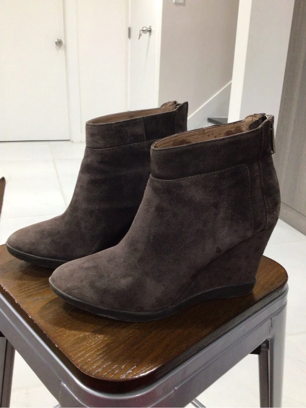 Donald J. Pliner Brown Suede Wedge Ankle Boots